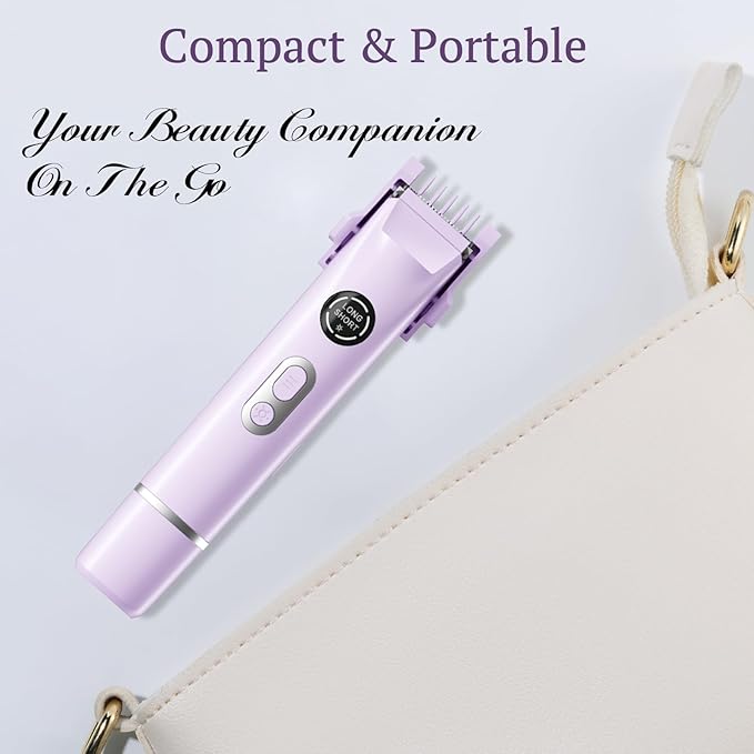 Dermave Bikini Shaver, 4-in-1 Bikini Trimmer for Women, Electric Razors with Dual Heads, Cordless Body Hair Trimmer, Rechargeable Pubic Hair Trimmer for Legs Body Facial Hair, Ceramic Blade