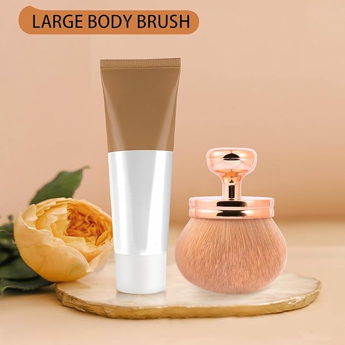 UNIMEIX Extra Large Body Makup Brush for Self Tanner with Drawstring Bag, 3.0 Inch Blend and Blur Body Sunscreen Applicator for Face, Legs, Body, Cream and Foundation (RoseGold)