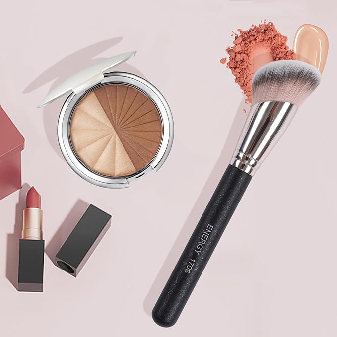 ENERGY Contour Foundation Brush Angled Powder Makeup Brush for Liquid Cream Powder Blush Bronzer Blending Buffing Vegan Synthetic Face Brush