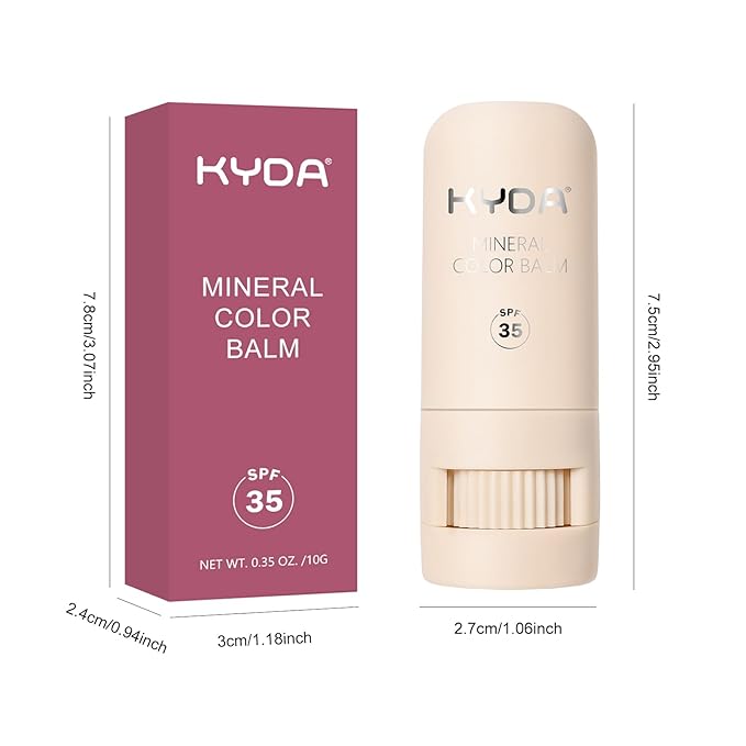 KYDA 3 Colors Mineral Color Balm, SPF 35, Buildable Shimmer Color for Lip and Cheek, Shimmer Cream Blush Stick, Lightweight Blendable, Multiuse Makeup Balm, BERRY+LOVELY+PRETTY