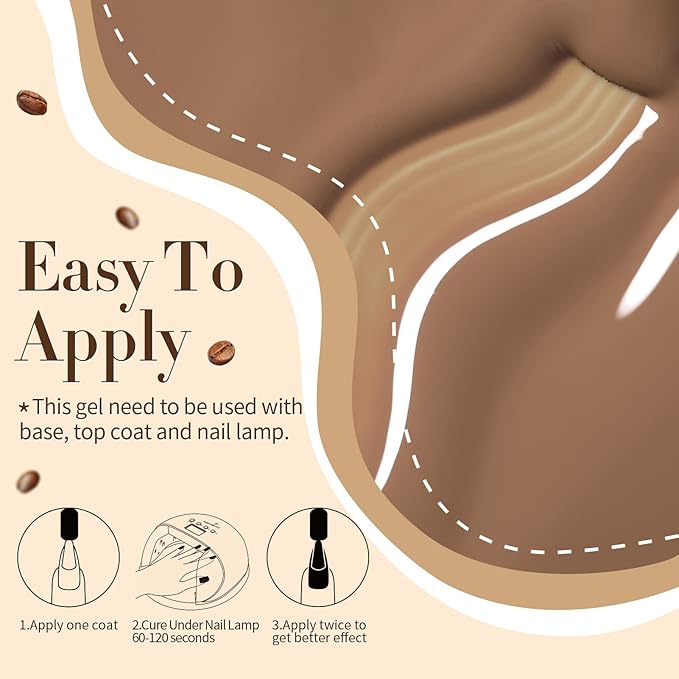 Born Pretty Gel Nail Polish 6 Colos,Nude Brown Skin Tone,Roasted Chestnuts Chocolate Gel Polish Collection Neutral Beige Khaki Gel Polish Kit All Seasons Nail Art Manicure DIY for Home Salon