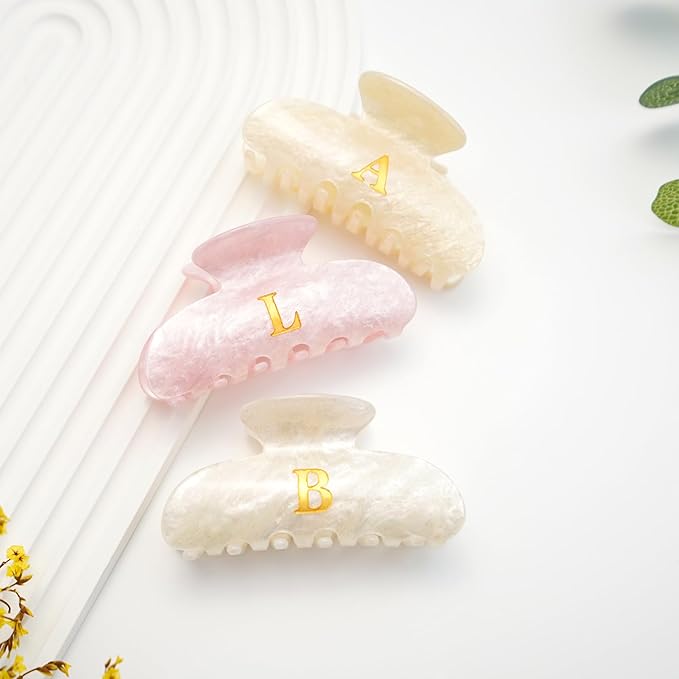 Acrylic Letter Hair Clips for Women - Pink Monogram Hair Claw Alphabet Large Hair Clip, Fashion Glitter Claw Clips Elegant And Durable Hair Accessory, Letter D