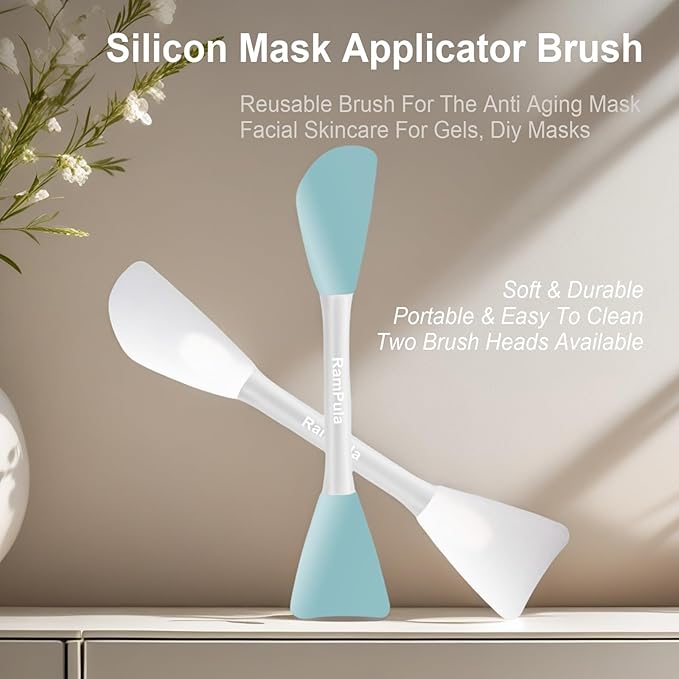 Mask Applicator Silicone Face Brush Face Mud Cream,Clay Mask,DIY,Modeling Mask Brushes DIY Mud Mixing Spatula Double-end Handheld Scoop Skin Care Make up Foundation Gel Cosmetic Tools