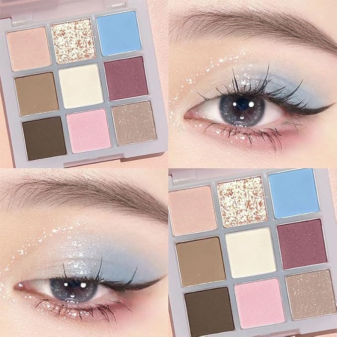 Kayswang 9 colors glitter eyeshadow palette makeup palette matte high pigment color cream texture natural eye shadow powder eye shadow palette in autumn and winter long lasting & waterproof (brown)