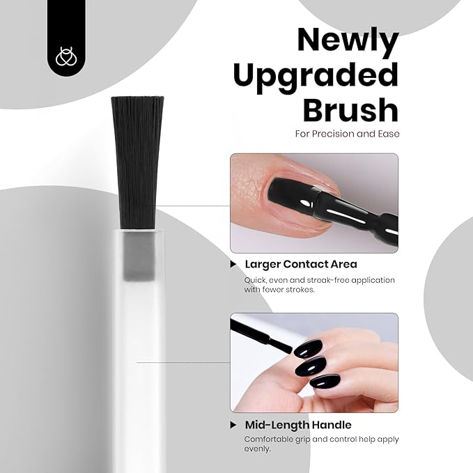 Beetles Black Gel Nail Polish – Hema Free Silent Charm Gel Polish, 15ml Long-Lasting Soak Off UV LED Glossy Manicure for DIY Nail Art