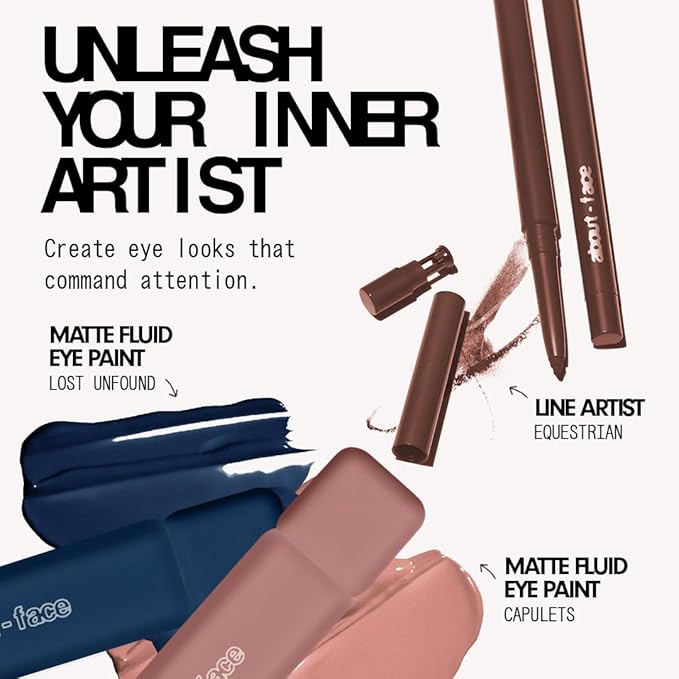 about-face Matte Fluid Eye Paint Lost Unfound – High-Pigment Liquid Eyeshadow, Long-Lasting, No-Budge Matte Finish, Vegan & Cruelty-Free (Midnight Blue)