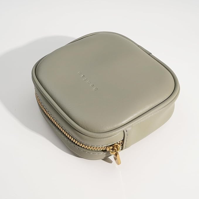 Leather Cosmetic Bag for Women Small Zipper Makeup Bag for Purse Waterproof Travel Makeup Organizer Charger Storage Pouch Color Green