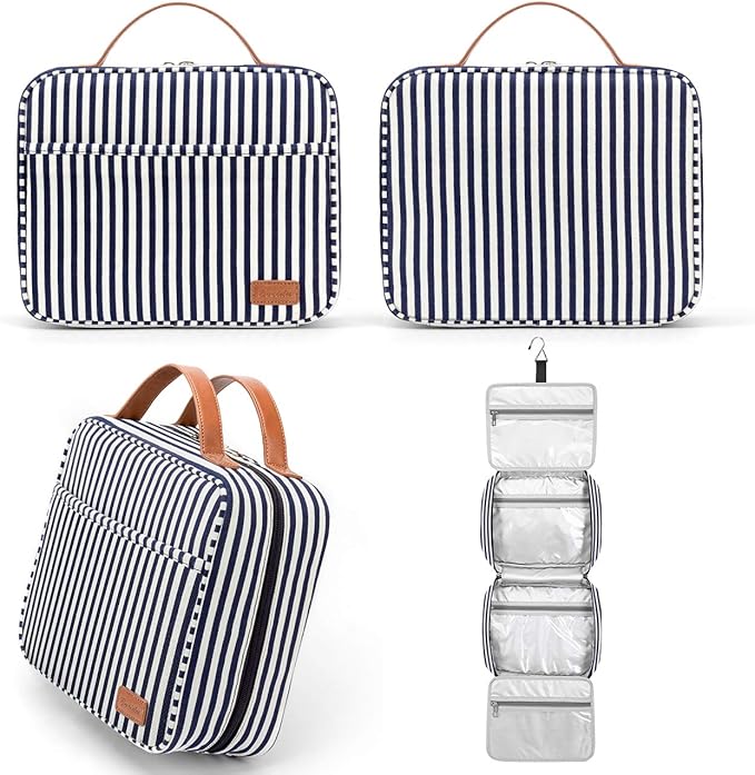 Hanging Travel Toiletry Bag,Large Capacity Cosmetic Travel Toiletry Organizer for Women with 4 Compartments & 1 Sturdy Hook,Perfect for Travel/Daily Use/Christmas