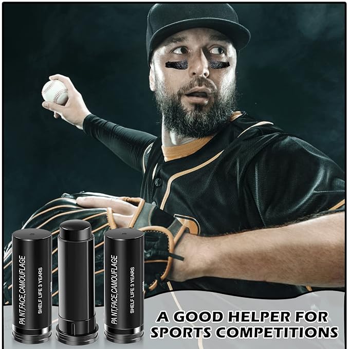 CAHIUYOA 3 Pcs Eye Black Stick for Sports Eye Black Football/Baseball/Softball,EyeBlack Face Body Paint Stick Athletes Sports Clown Black Makeup Halloween Cosplay