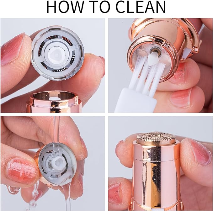 Facial Hair Removal for Women Painless Hair Remover, Waterproof Shaver Razor Hair Remover with LED Light for Face Bikini Peach Fuzz Upper Mustache Lip Chin (Rose Gold)