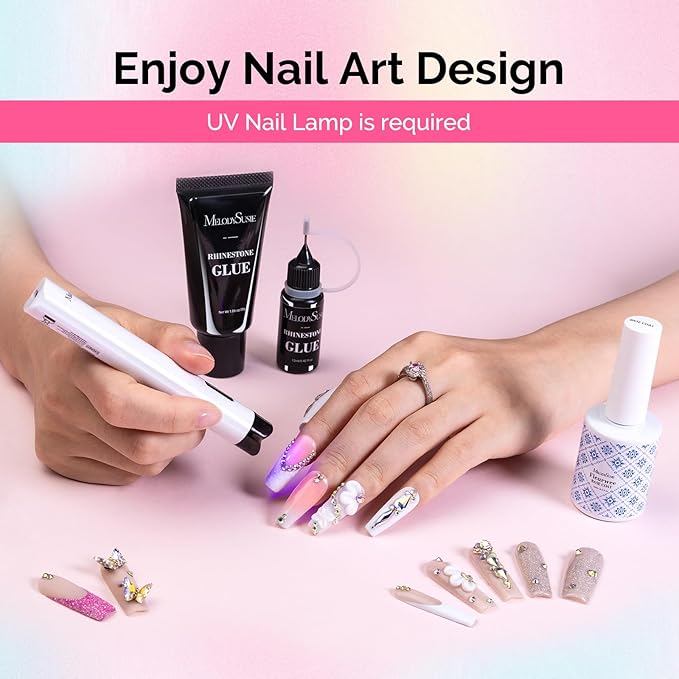 MelodySusie Handheld UV Light for Gel Nails and Nail Rhinestone Glue, ART01R Cordless Gel X Nail Lamp Rechargeable with LCD Display Flash Cure Nail Dryer for Nail Art Design Decoration DIY at Home