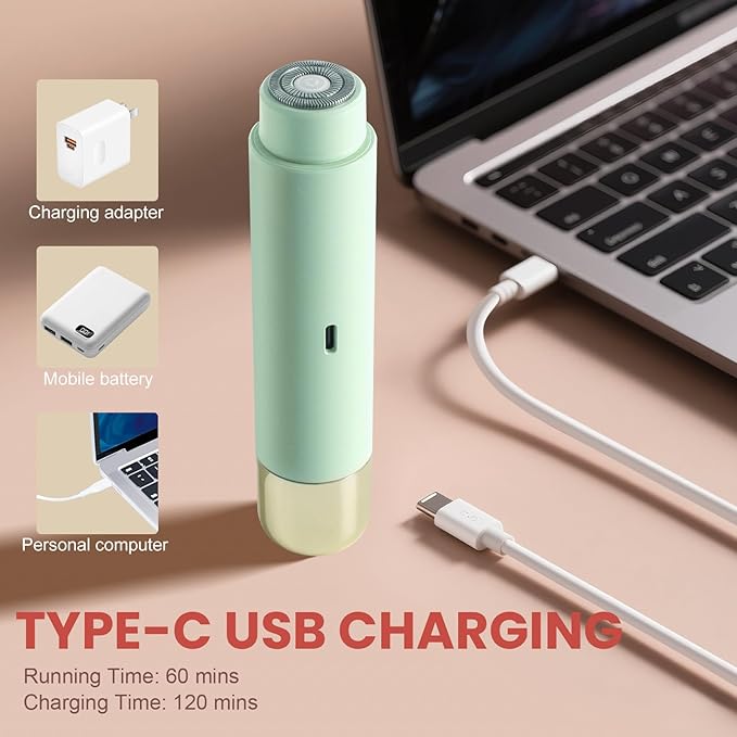 Electric Bikini Trimmer for Women - Dermave Bikini Shaver, Dual Head Shaver Women, 2-in-1 (Green)