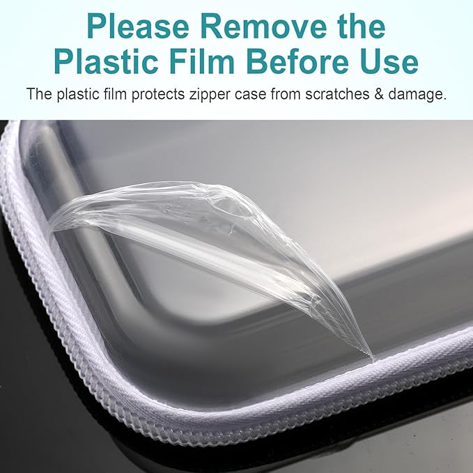 Hoolerry 4 Pcs Hard Clear Zipper Case Makeup Bags Plastic Pencil Pouch Transparent Storage Box Containers for Cosmetics, Snacks, Building Blocks, Puzzles(White,5 x 3 x 2 in)