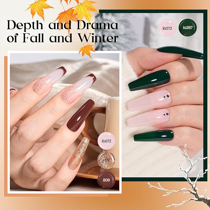 Beetles Gel Nail Polish Set - Seasons Variations 48 Colors Gel Polish Kit Brown Nude Pink Red Blue White Color with Base Top Coat Home DIY Soak Off Nail Art Salon Manicure Starter Kit Gift for Women