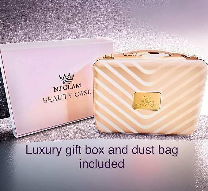 Travel Makeup Case with LED Mirror - Durable Makeup Case with Lighted Mirror with 3 Adjustable Light Settings - Rechargeable Makeup bag with light up Mirror - Mini 10x mirror included