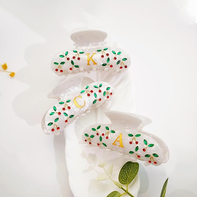 Bridesmaid Gifts Hair Clips for Women, Personalized Bridesmaid Gift Cute Letter Cherry Claw Clips, Wedding Gift, Bridesmaid Gifts, Birthday Gifts, Christmas Gift, Letter E