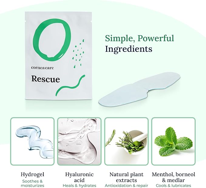 Rescue: Hydrogel Self Cooling Compress | Cold Eye Masks for Puffy Eyes | Self Cooling Eye Compress for Fast Relief | Travel Ready | 6 Count