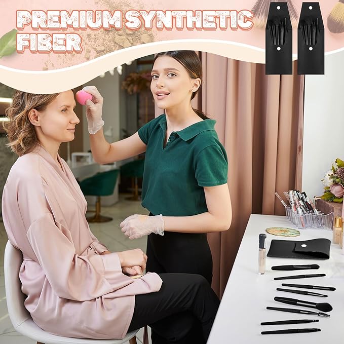 Tioncy 12 Sets Travel Makeup Brush Set Bulk Brushes Bag Bridesmaid Gift Synthetic Fibre Face Make up Brushes Angled Blush Brush for Wedding Bridal Shower Favors Bachelorette Party Gift(Black)