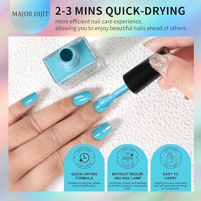 DouborQ 6 Colors Neon Bright Colors Nail Polish Set Finger Nail Polish Bulk Manicure Nail Art Home Salon Long-lasting Sequins Nail Art Varnish for Halloween (25-30)