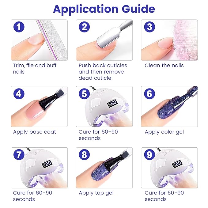 RARJSM Chameleon Gel Nail Polish Blue to Purple Multichrome Big Flakes Color Changing Glitter Chrome GelPolish Curing Requires Sparkle Shimmer Nail Gel Varnish Soak Off DIY at Home Salon 15ml