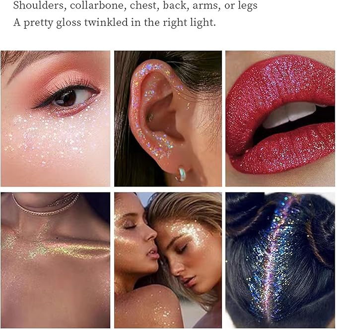 MEICOLY Fine Face Body Glitter,Color Changing Glitter Gel for Body,Face,Hair,Lip,Eye,Long Lasting Holographic Sequins Glitter Face Paint Makeup,Sparkling Pink,50ml