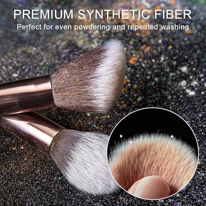 Anmor Contour and Highlighter Brush Set, Premium Blush Bronzer Face Makeup Brush Kit, Perfect for Cheek Nose Blending Contouring (Champagne, Contour/Highlighter)