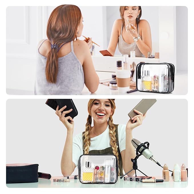 Weewooday 12 Pieces Clear Makeup Bags Cosmetic Storage Bags PVC Zipper Pouches Travel Waterproof Makeup Plastic Case for Women Organizing Toiletries Traveling Bathroom