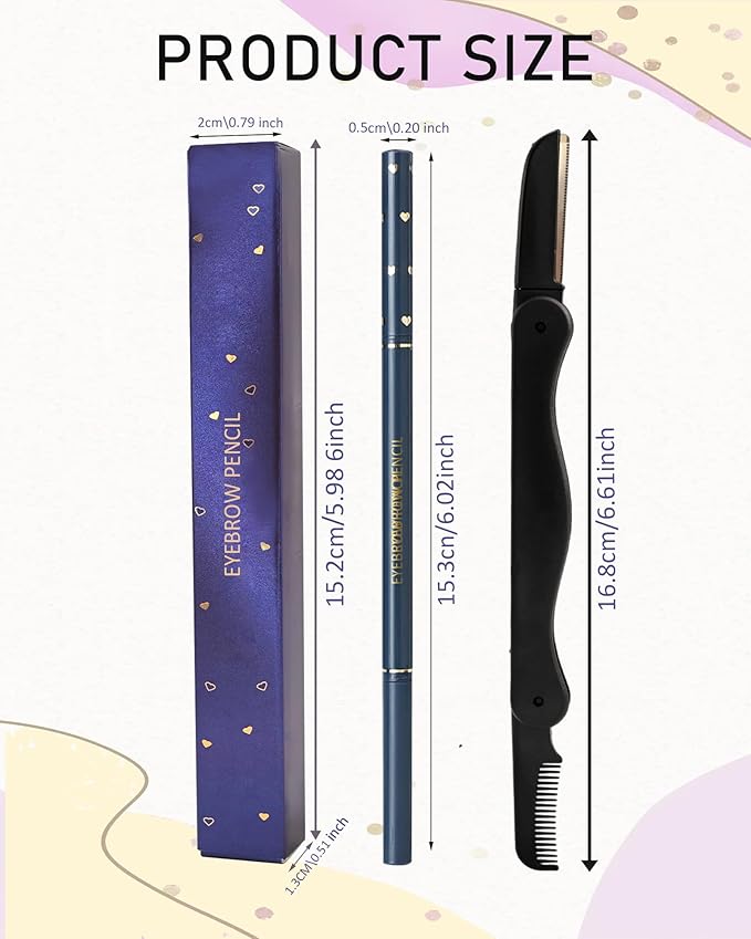 Eyebrow Pencil for Women,2Pcs Light Brown Ultra-Fine Eye Brow Pencil Set,Easy to Color,Longlasting Waterproof Eyebrow Tint Pen Kit for Define Shape & Fill Brow,Thanksgiving Eye Makeup Gift for Girl-02