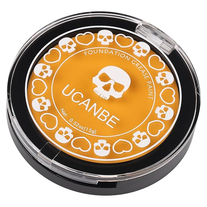 UCANBE Yellow Face Body Paint Makeup Foundation, Professional Cream Greasepaint for Kids & Adults, Non-Toxic SFX Makeup Facepaint Kit for Halloween Parties, Minions Emoji Lion Tiger Costume & Cosplay