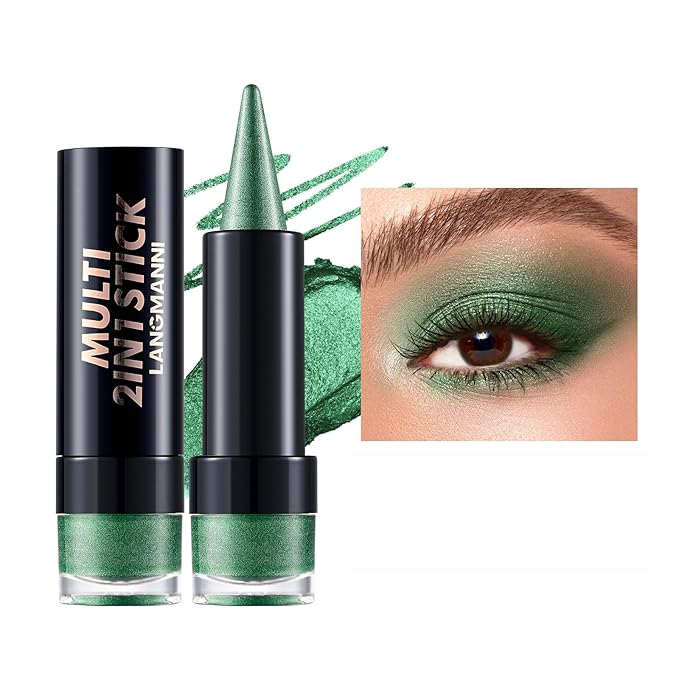 AMY'S DIARY Shimmer Green Gel Eyeliner Pencil,Waterproof Smudge Proof Eye Liner Pen,Eye Face Paint Lipstick Crayon,Color Colorful Eyeliner Eyeshadow Stick (emerald charm)