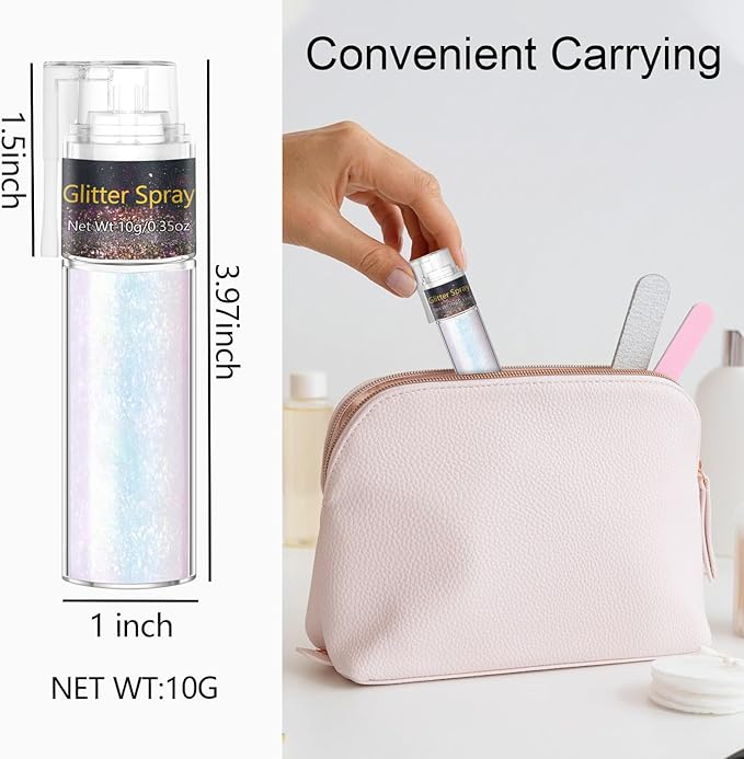 Hair and Body Glitter Spray, 1PC Hair Glitter Extra Fine Face Shimmer Powder for Clothes, Festival Loose Sparkle Powder for Rave Clothes Nail Art Easter Halloween Crafts