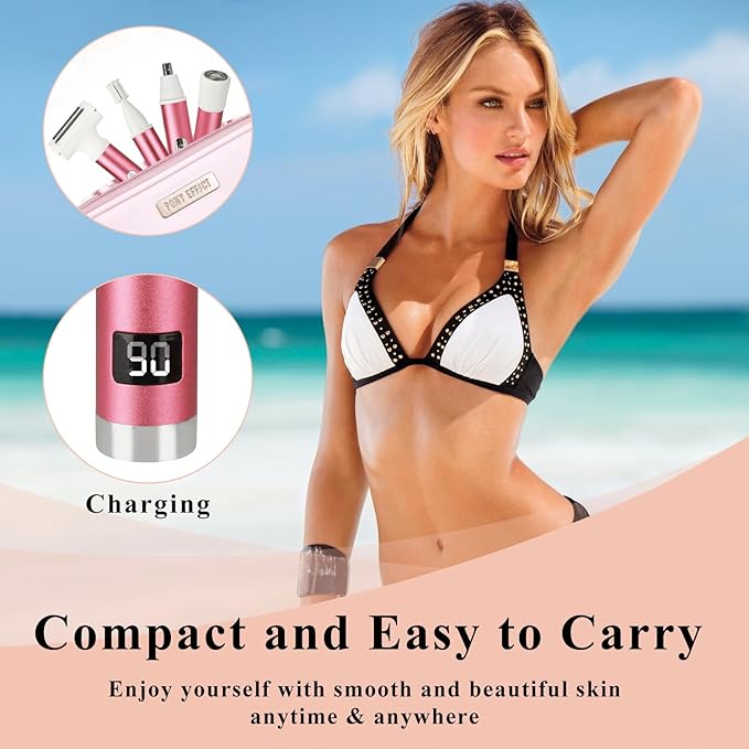 Electric Shaver for Women Men,Wet & Dry Cordless Electric Razor with 4 Accessories,Rechargeable Beauty Lady Led Display Facial Hair Remover,Smooth & Silky Bikini Trimmer for Body (Purple)