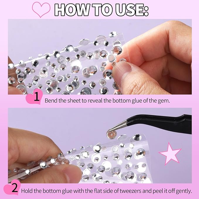 YGDZ Face Gems, Self Adhesive Face Jewels, Hair Gems, Festival Essentials Rhinestone Stickers, Rave Accessories, Face Stickers for Kids, Women