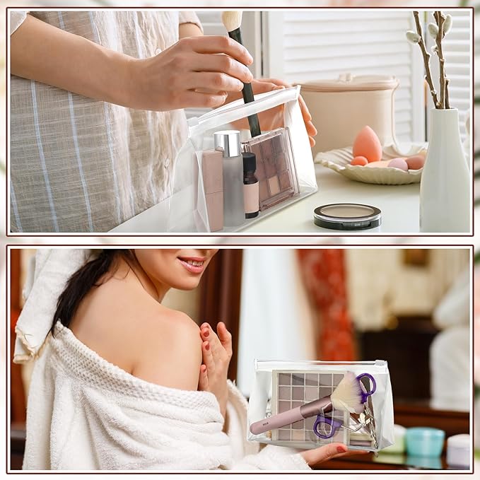 Xuniea 50 Pcs Mini Clear Makeup Bag Small Clear Zipper Pouch Travel Plastic Cosmetic Organizer Waterproof for Toiletries Swimsuit Bikini Bathing Suit(7.5'',Transparent)