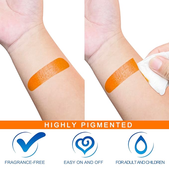 MEICOLY Orange Face Body Paint,Water Based Washable Face Paint,Pumpkin Tiger Face Painting,Professional Body Paint for Halloween SFX Special Effects Cosplay Makeup