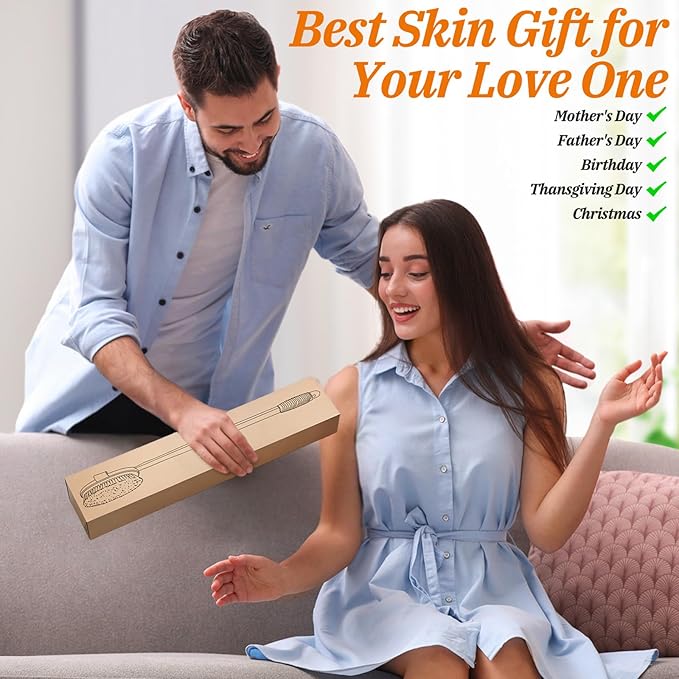 Wood Body Brush Set,20.6’’ Long Handle Bath Body Back Scrubber Soft & Stiff Bristles Detachable 2 Brush Heads Gentle Exfoliator Remove for Wet & Dry Use