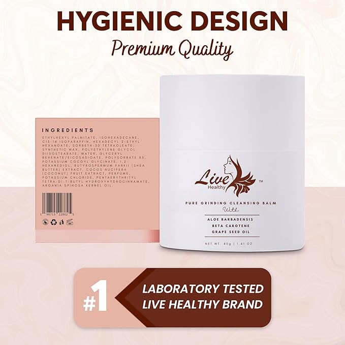 Live Healthy Grinding Makeup Remover Balm, Moisturizing Oil Cleanser, Korean Skin Care Makeup Cleansing Balm For Face, Non-Greasy and Soft Sorbet Texture Hydrating Facial Wash, 1.7 Fl Oz