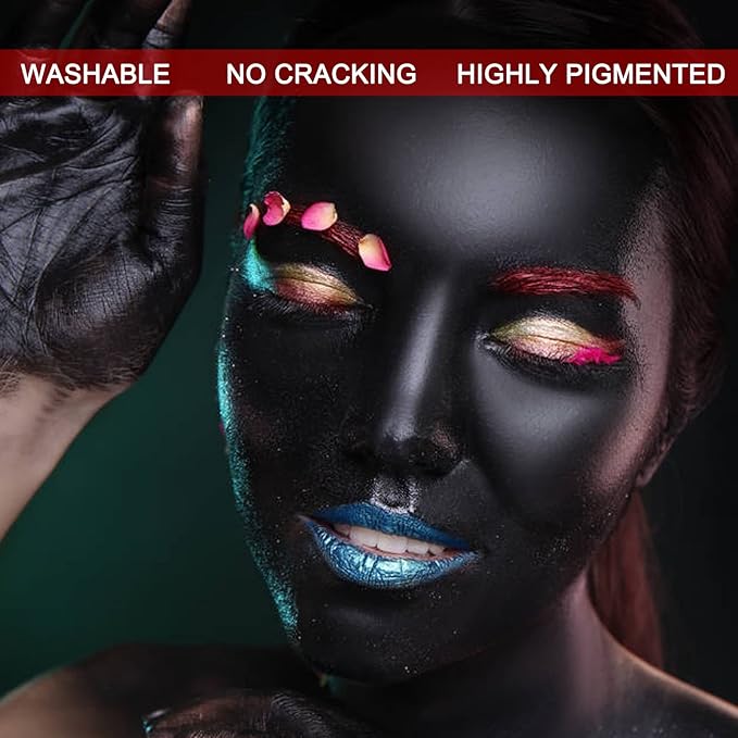 MEICOLY Black Cream Face Body Paint, 2.37Oz Large Tube Water Based Clown Black Makeup,Body Paint for Adults and Kids,Halloween SFX Skull Joker Zombie Vampire Skeleton Goth Spider Cosplay Makeup