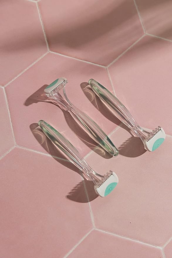 About Body Bikini Shavers - 3 Gentle Beauty Groomers, Japanese Steel Razor Ideal for Shaving, Exfoliating and Trimming Intimate Areas, Skin-Soothing Aloe Moisture Pad Gently Glides Along Skin