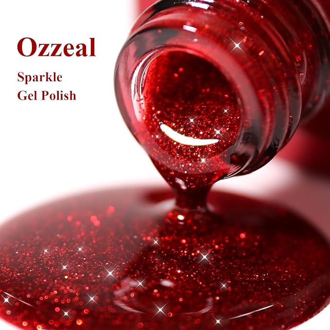 Glitter Gel Polish,Christmas Red Glitter Gel Nail Polish Sparkle Shimmer Gel Glitter Nail Polish Fall Winter Soak off LED UV Gel Nail Polish for Art DIY Manicure 15ML