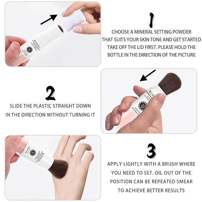 Sunscreen Setting Powder SPF 35, Mineral Brush Powder for Face & Scalp, Oil Control Natural Matte Finish Loose Powder Translucent Lasting Lightweight Breathable for All Skin (04# Pink Complexion)