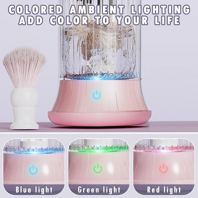 Automatic Makeup Brush Cleaner Machine - Electric Brush Washer for 3-4 Brushes Simultaneously | 7000 RPM Deep Cleaning | Includes Silicone Cleaning Pad & Drying Stand