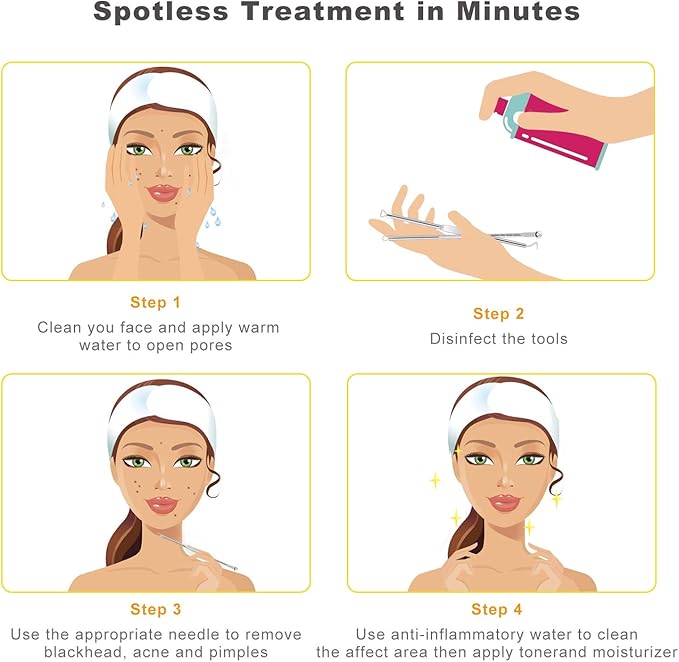 Pimple Popper Tool Kit - Boxoyx 10 Pcs Blackhead Remover Comedone Extractor Kit with Metal Case for Quick and Easy Removal of Pimples, Blackheads, Zit Removing, Forehead,Facial and Nose(Silver)