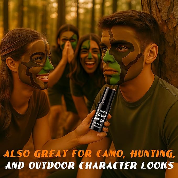 BOBISUKA Brown Face Body Paint Stick Washable Water-Based Face Paint Makeup Stick for Halloween, Skeleton, Skull, Camo, Hunting, Cosplay, SFX, Sports Eye Black & Costume Party