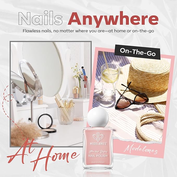 modelones Jelly Nude Nail Polish, 15 ml Jelly Natural Pink Translucent Color Quick Dry Nail Lacquer Strengthener Long Last Shine Fingernail Toe Nail Art DIY Home Travel Manicure Gift for Women Girls