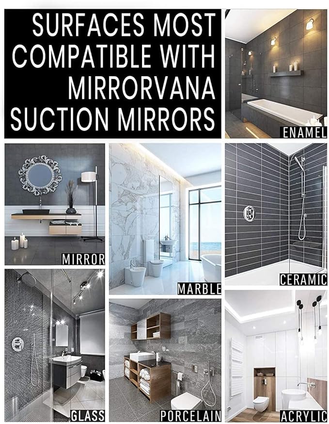 MIRRORVANA Fogless Shower Mirror for Shaving with Upgraded Suction, Dual Anti Fog Design, Shatterproof Surface & 360° Swivel, 8" x 7"