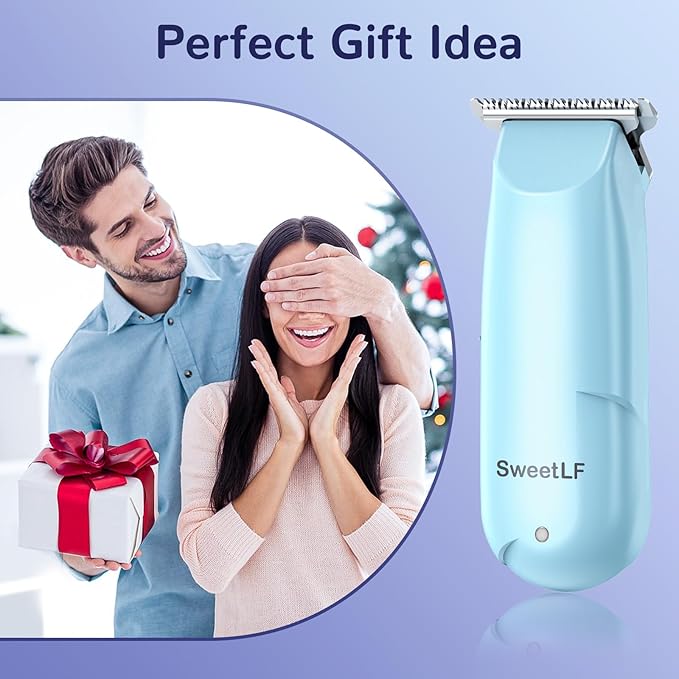 SweetLF Bikini Trimmer for Women-Pubic Hair Trimmer for Women's Legs, Arms & Bikini Line, Body Hair Trimmer with 3 Guards, Type-C Charging, Portable, Blue