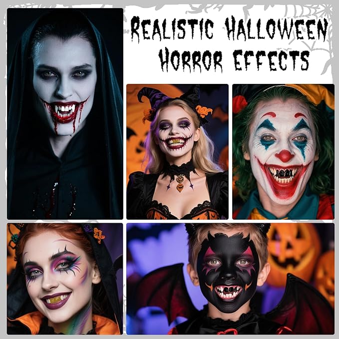 Professional Halloween Yellow Tooth Paint, Temporary Nicotine Color Tooth Paint,Decayed Rotten Cruddy Missing Teeth Makeup, Perfect for Cosplay, Halloween Makeup, Theater, Costume Party