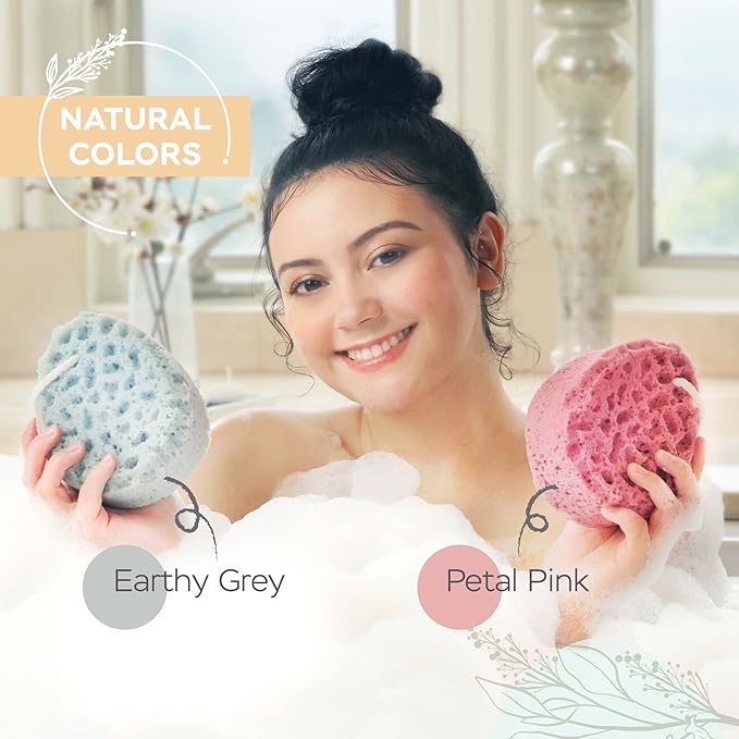 Spongentle Deep Cleansing Body Loofah Sponge, Natural Colors, for Bath and Shower, Multiple Textures for Gentle and Deep Exfoliation, Generous and Rich Lather, (Pack of 2)