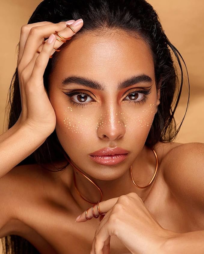 Glitter Freckles Face Tattoos, 12 Sheet Gold Face Glitter Makeup Speckles, Sparkle Makeup Patches